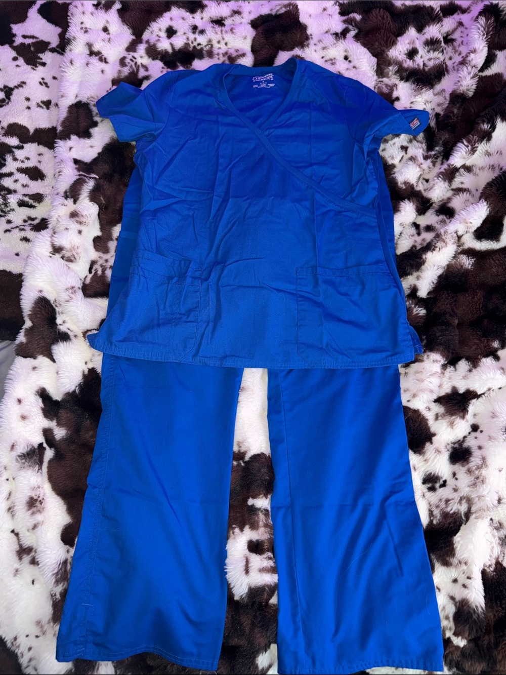 Cherokee Royal Blue Scrub Top and Pants Set